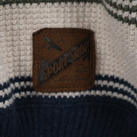 Eddie Bauer Sport Shop Men's XLT TALL Striped Waffle Knit Cotton Sweater Y2K - Picture 3 of 7